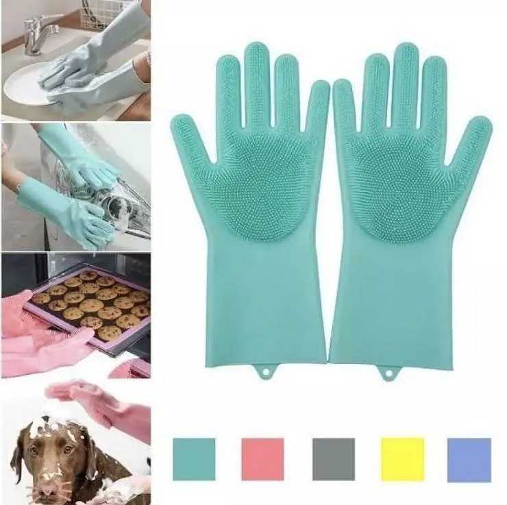 Rubber magic dishwashing gloves