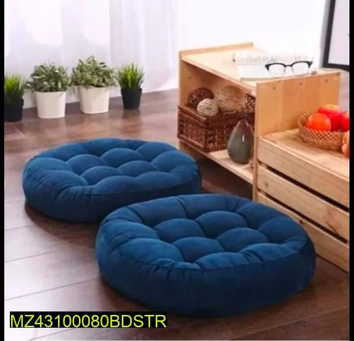  2pcs velvet floor cushion (blue)